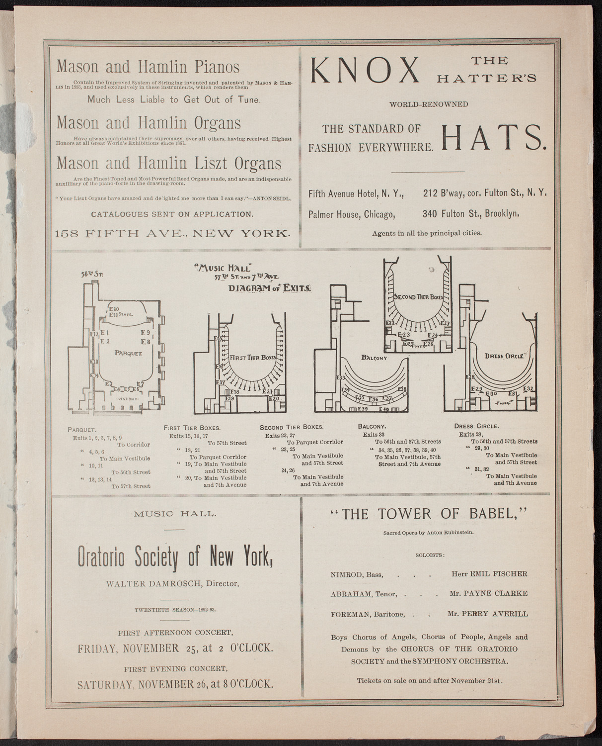 New York Philharmonic, November 19, 1892, program page 3