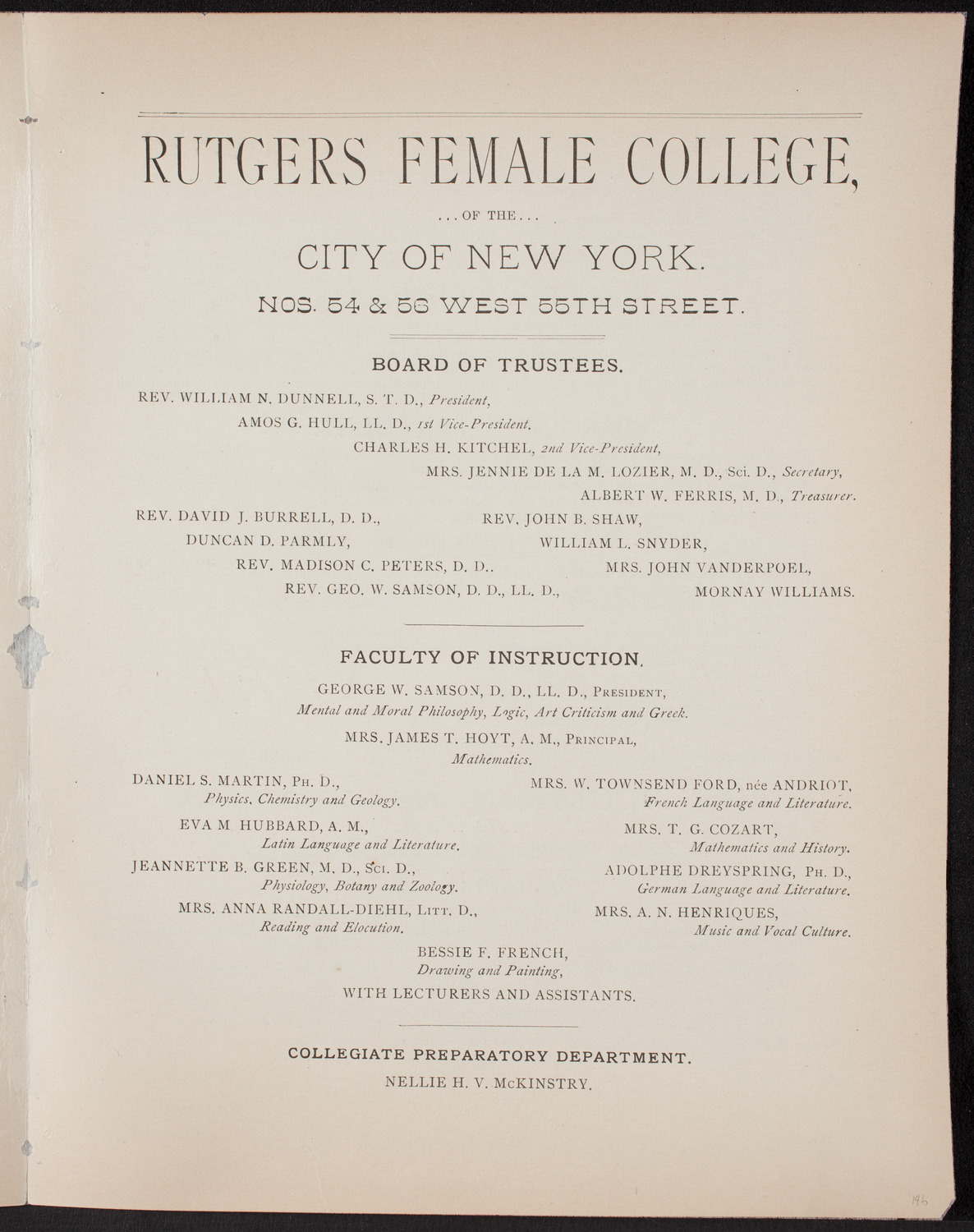 Rutgers Female College of the City of New York, May 19, 1892, program page 5