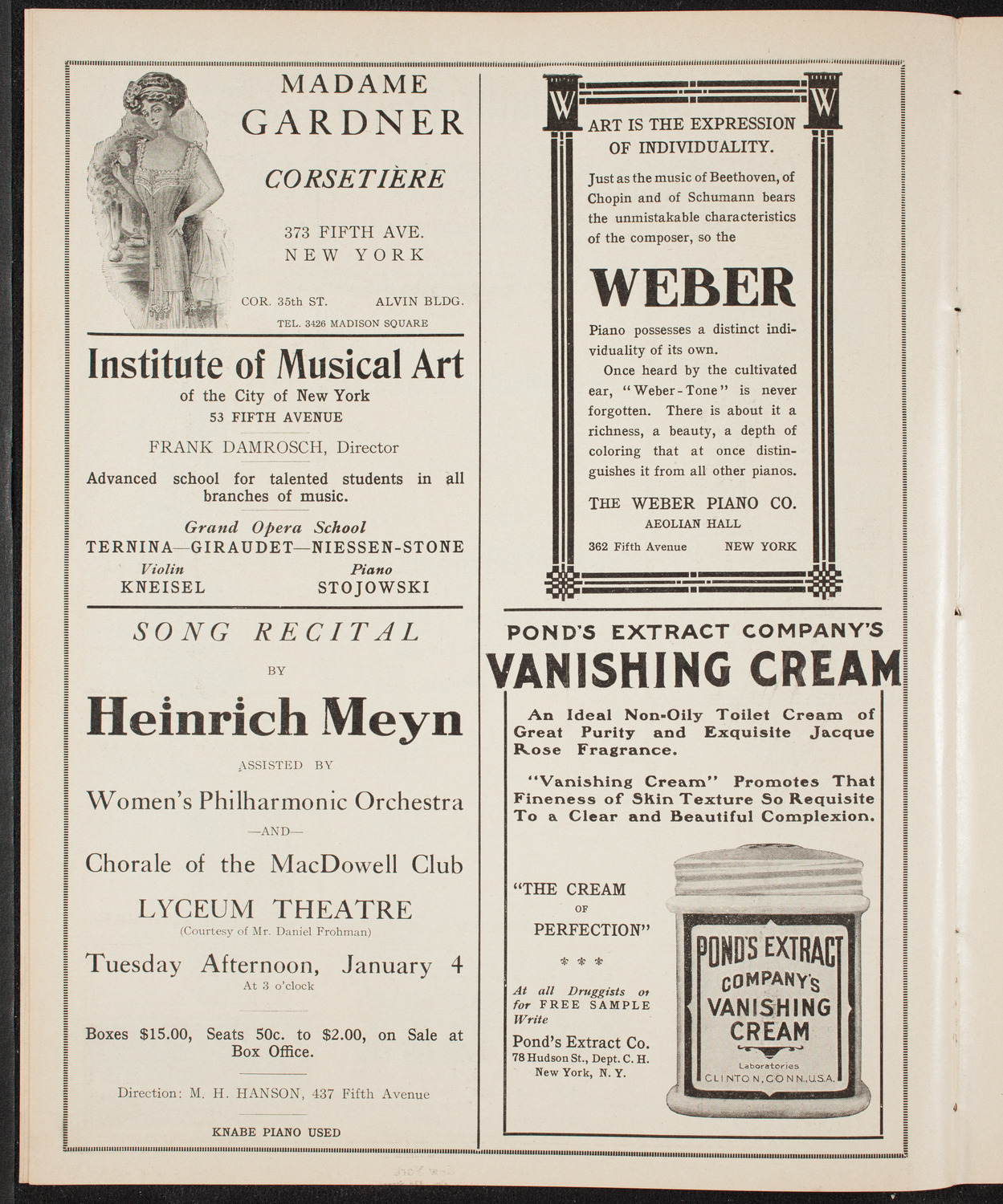 New York Philharmonic, December 29, 1909, program page 6
