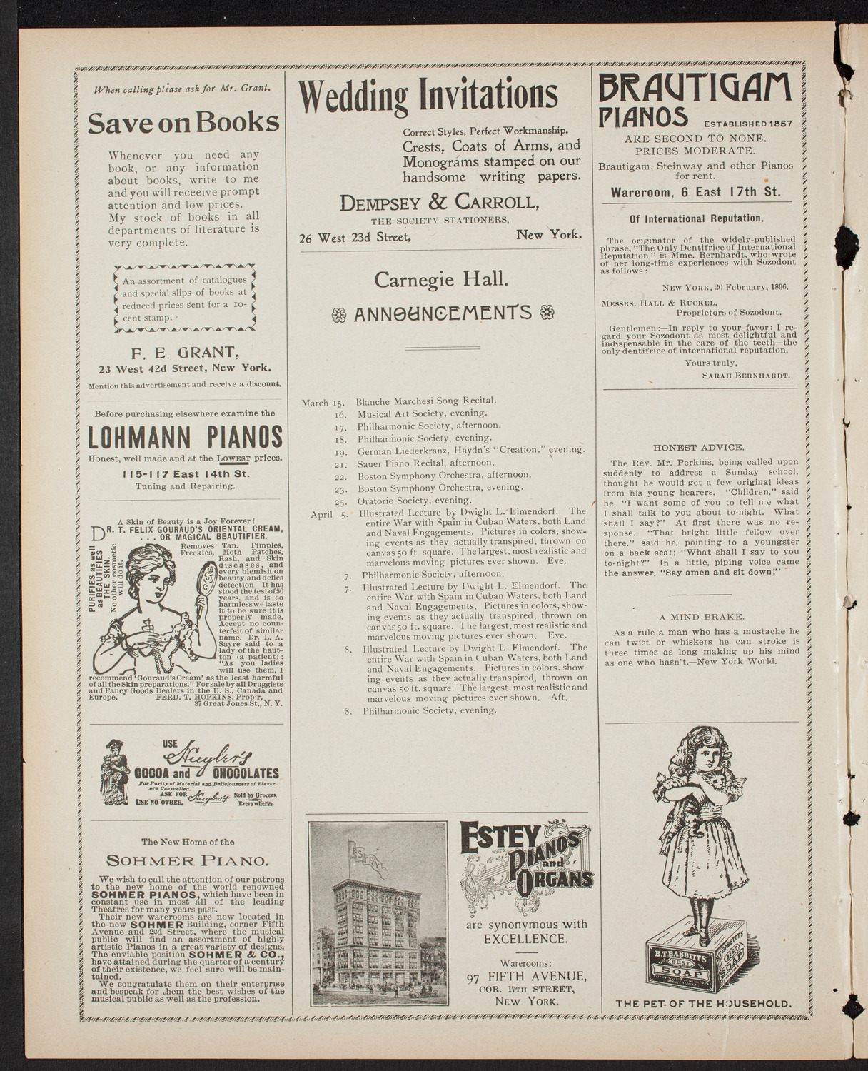 Paur Symphony Orchestra, March 11, 1899, program page 2
