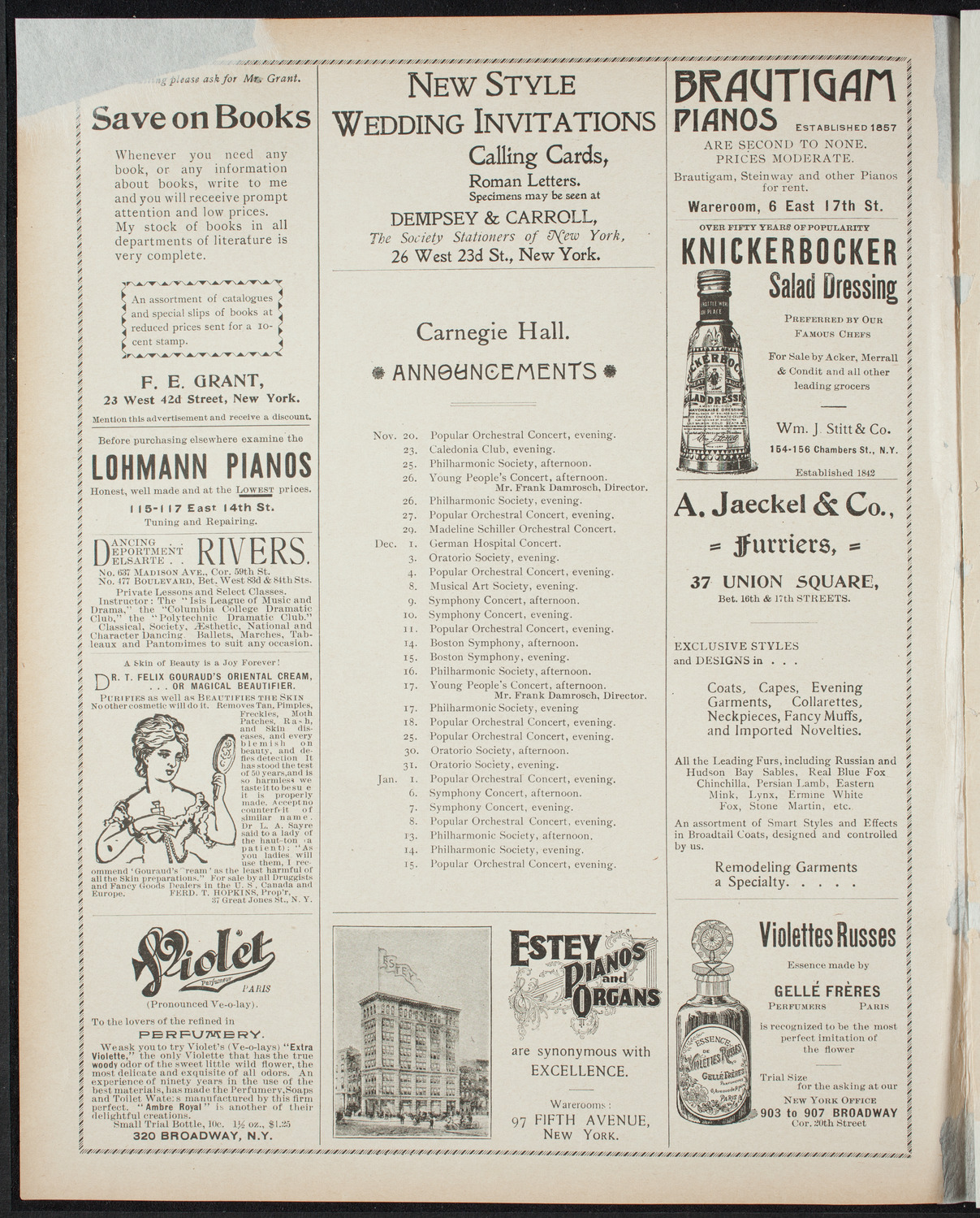 Paur Symphony Orchestra, November 19, 1898, program page 2