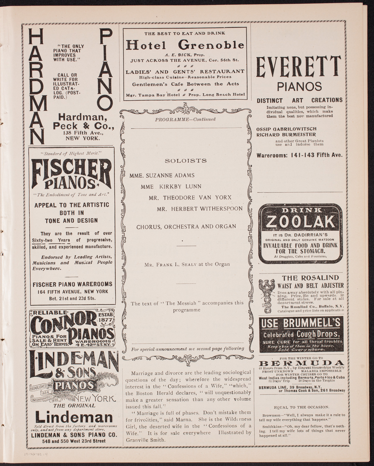 Oratorio Society of New York, December 26, 1902, program page 7