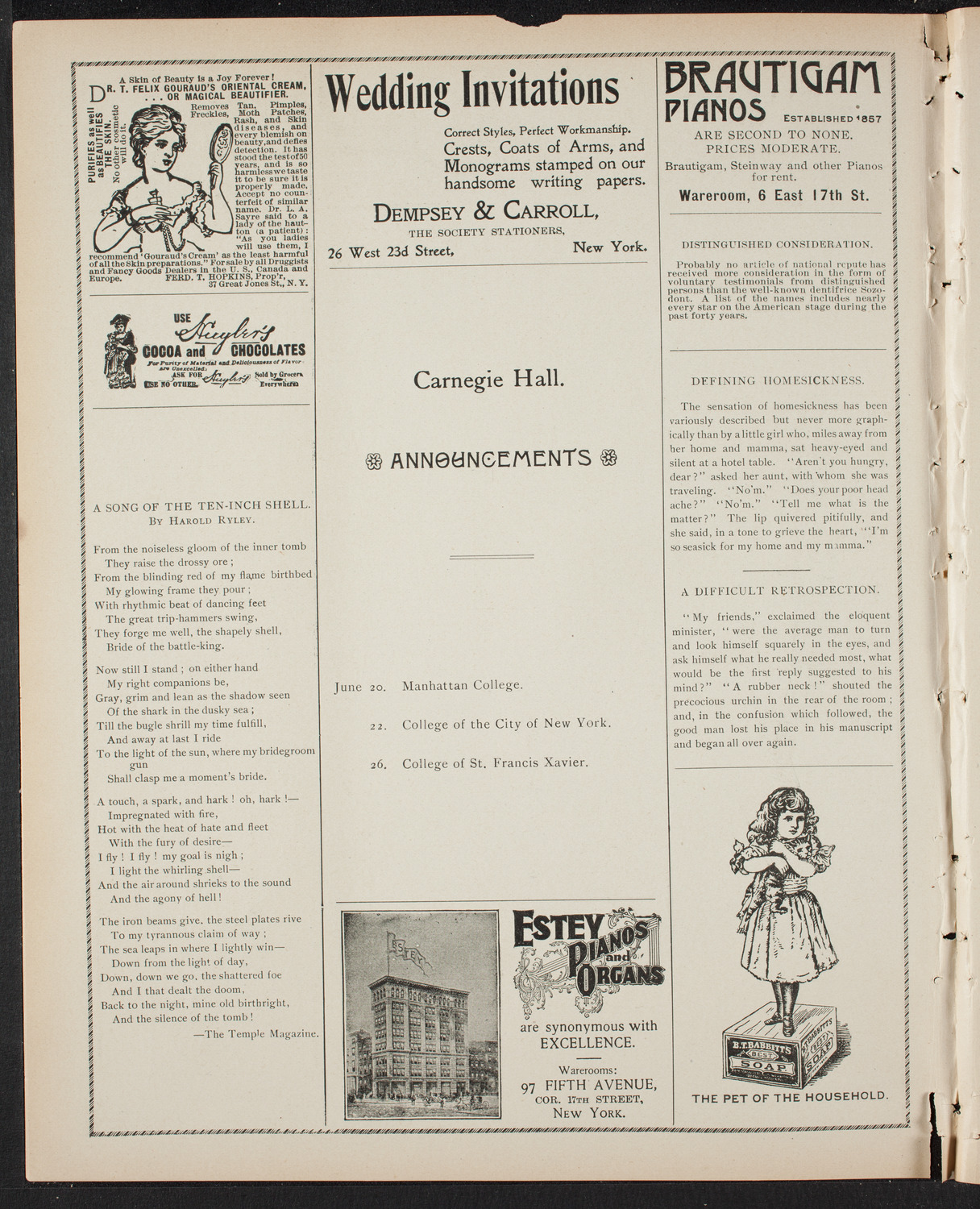 Graduation: New York Law School, June 8, 1899, program page 2