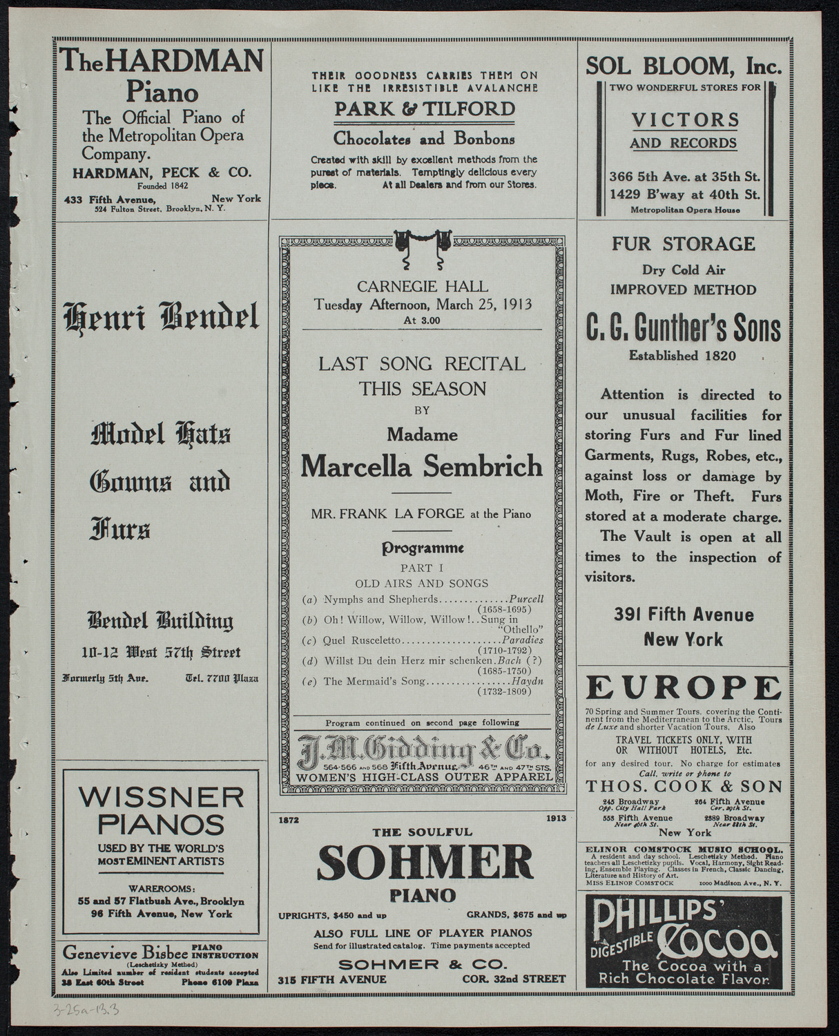 Marcella Sembrich, Soprano, March 25, 1913, program page 5