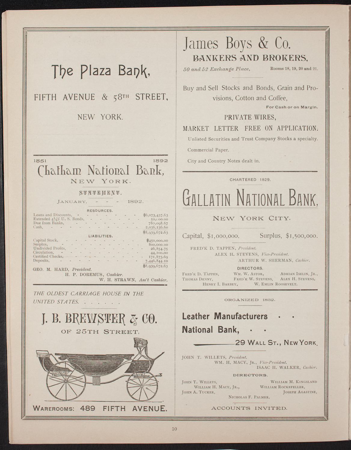 New York Banks' Glee Club, February 21, 1893, program page 10