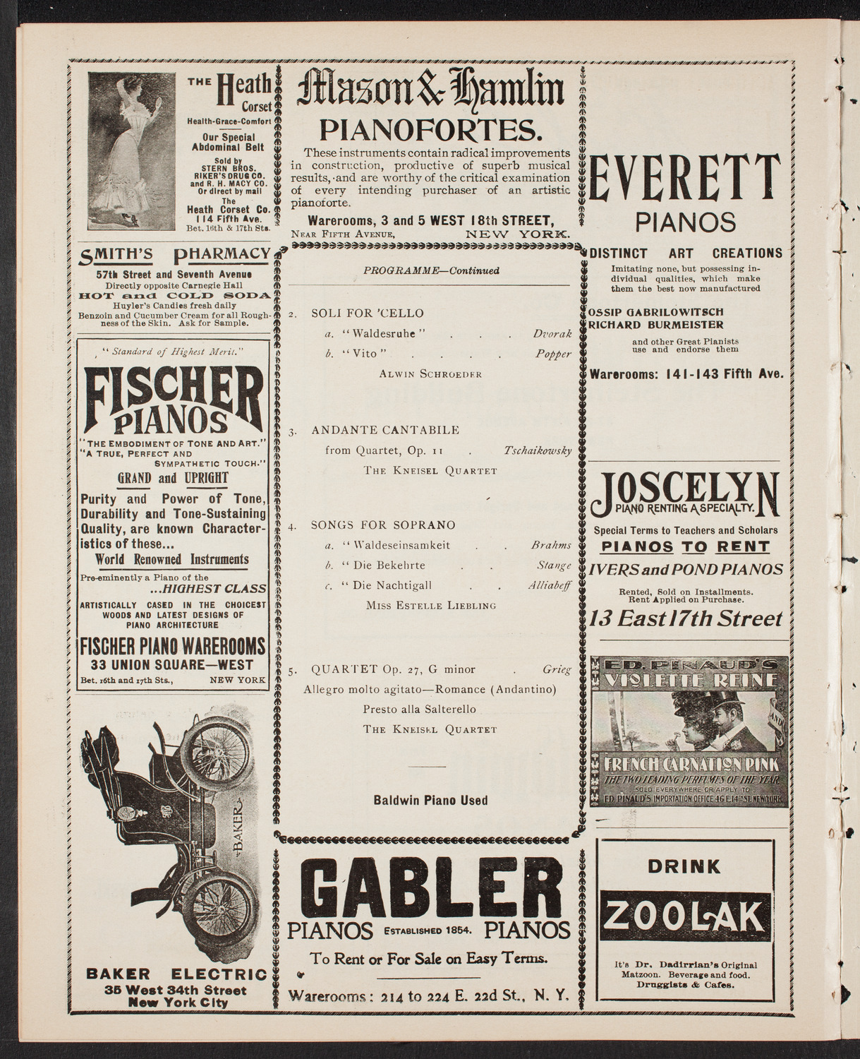 Kneisel Quartet, February 23, 1902, program page 8