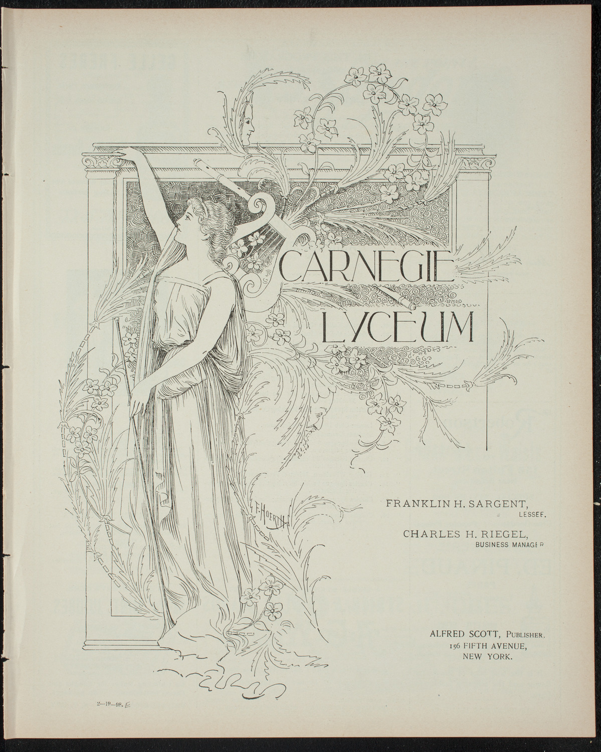 Amateur Comedy Club, February 19, 1898, program page 1