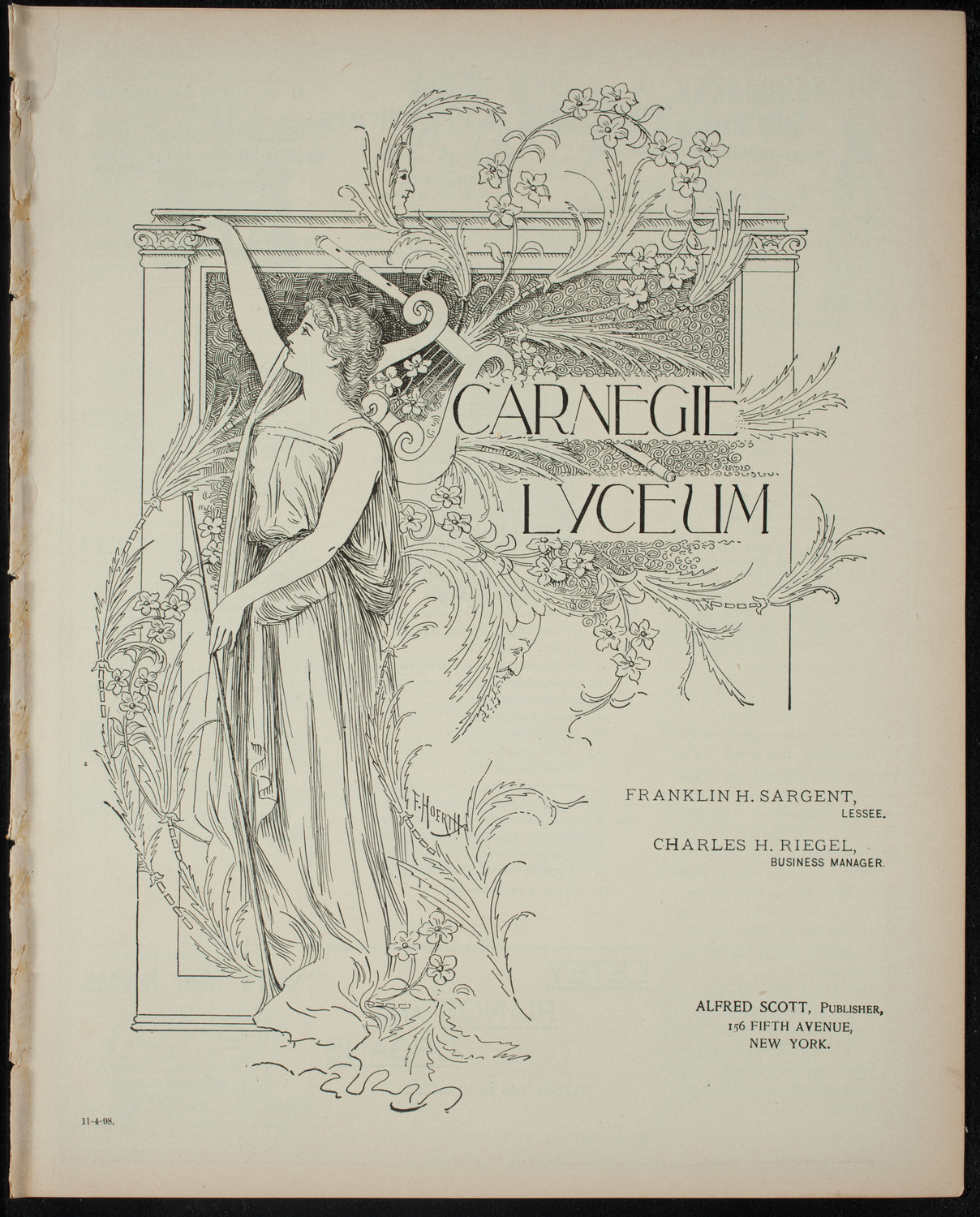 Shakespeare Recital by Marshall Darrach, November 4, 1898, program page 1
