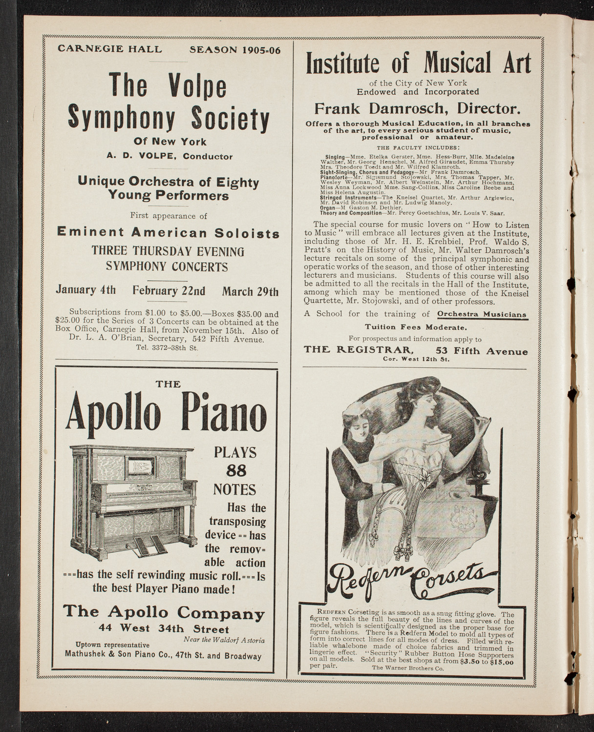 Boston Symphony Orchestra, December 9, 1905, program page 2