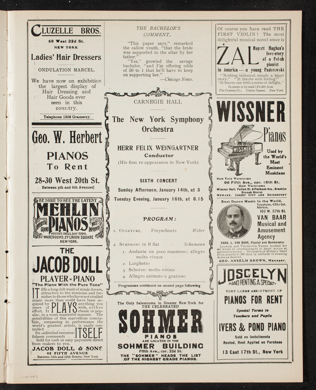 New York Symphony Orchestra, January 14, 1906, program page 5