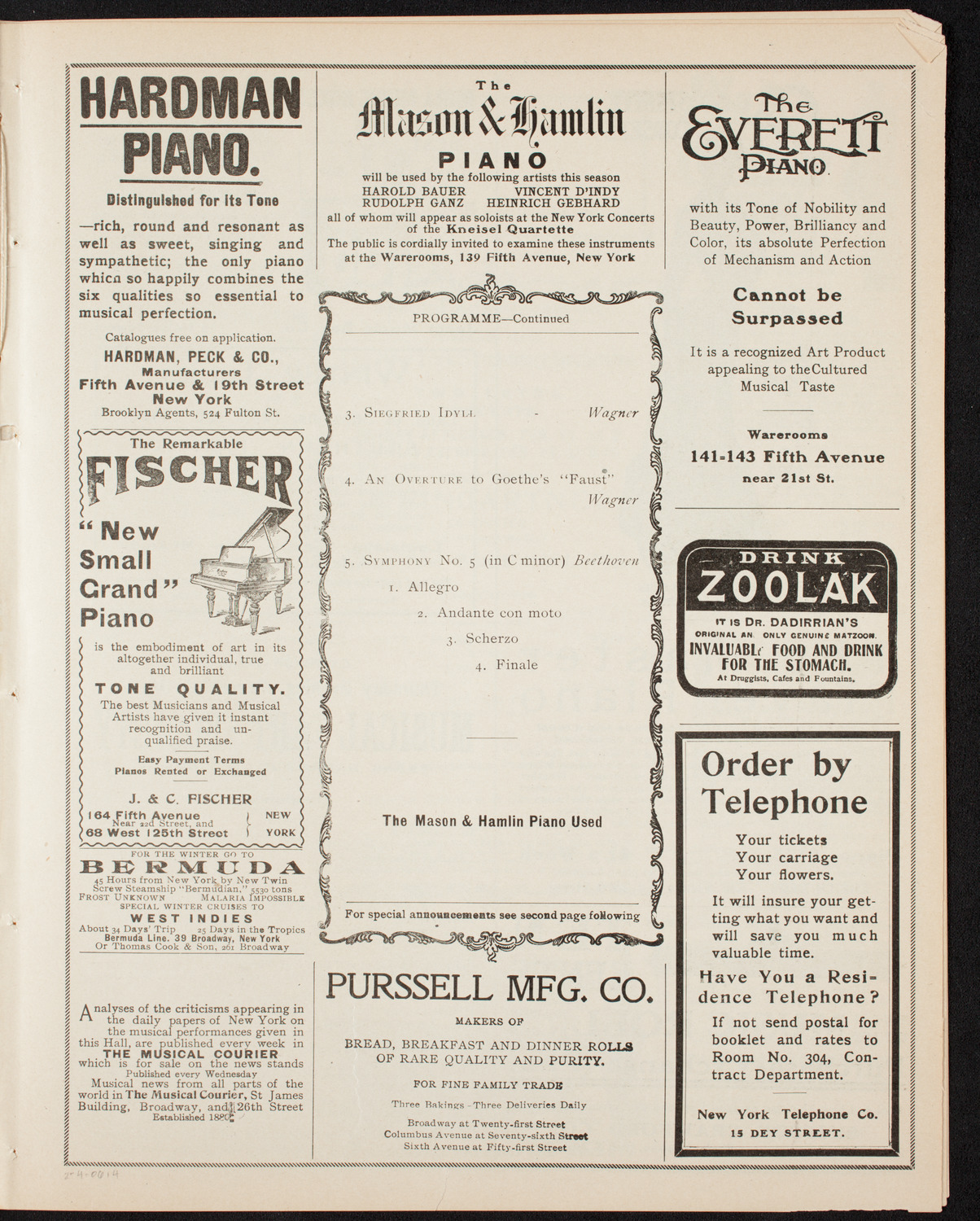 New York Symphony Orchestra, February 4, 1906, program page 7