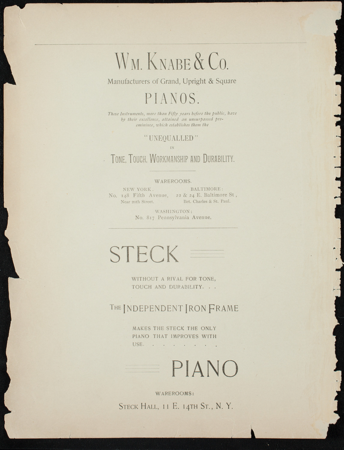 Deutscher Tag Festival, October 4, 1891, program page 12