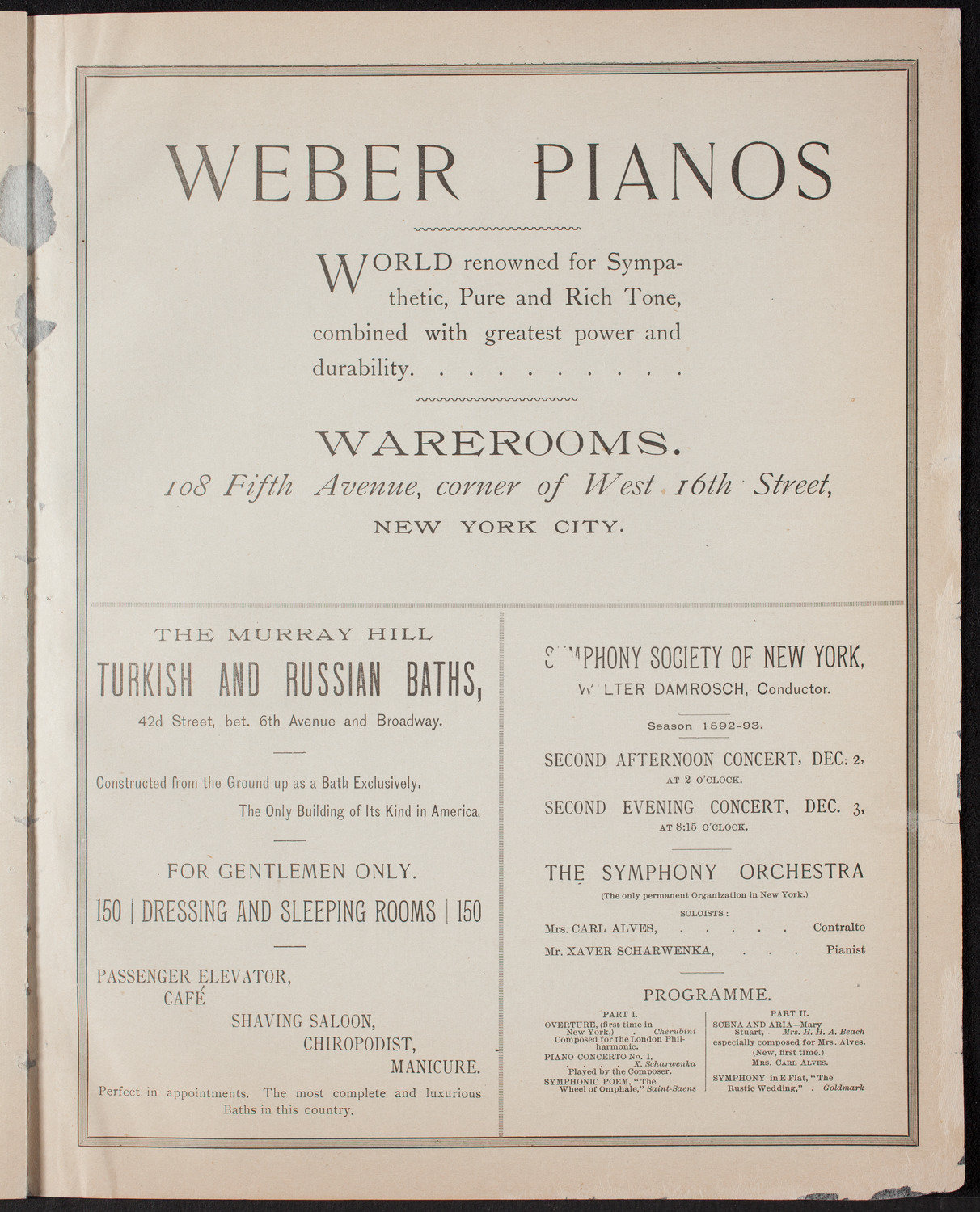 New York Philharmonic, November 19, 1892, program page 7