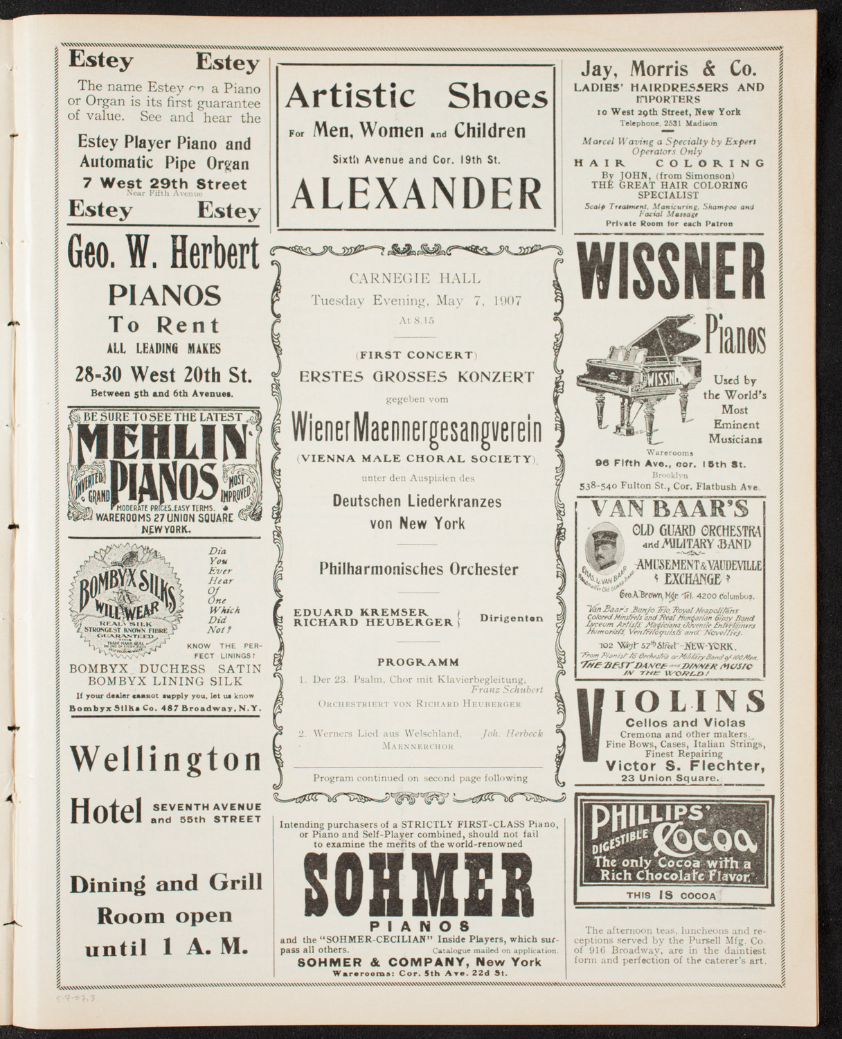 Wiener Männergesangverein (Vienna Male Choral Society), May 7, 1907, program page 5