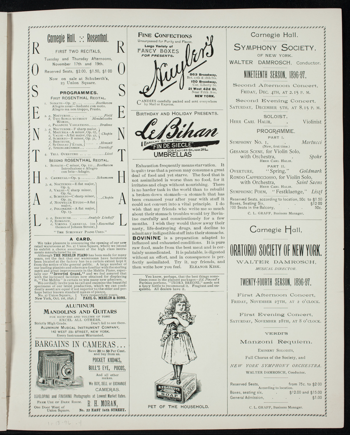 New York Philharmonic, November 13, 1896, program page 7