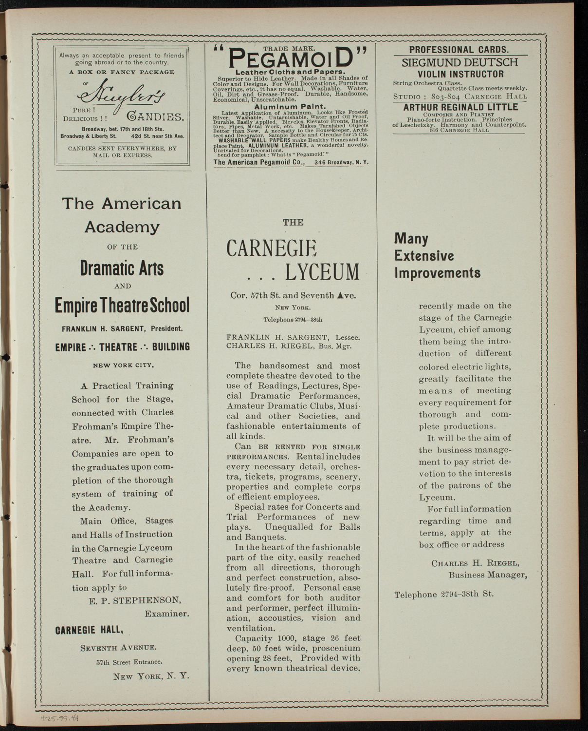 W. Legrand Howland Musicale, April 25, 1899, program page 7