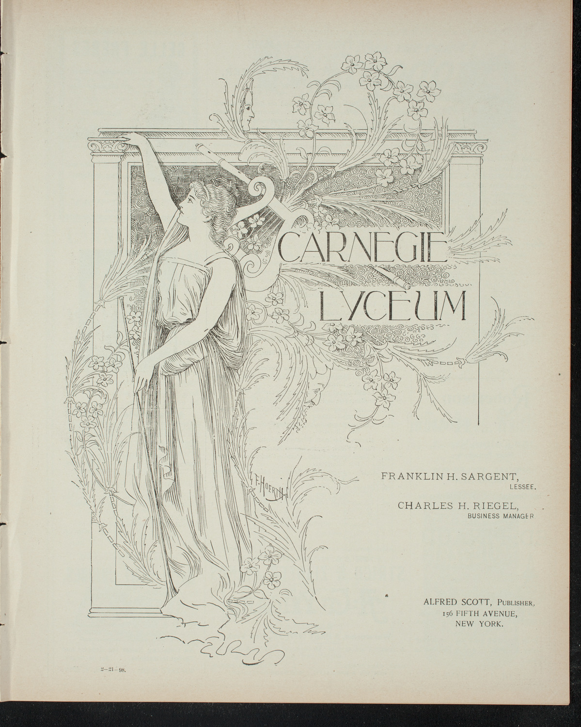 Columbia College Musical Society, February 21, 1898, program page 1