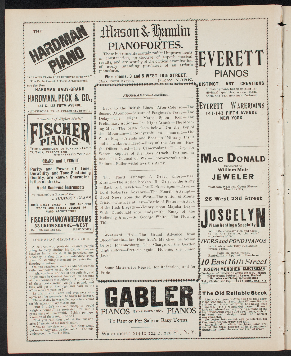 Lecture by Winston Churchill, January 31, 1901, program page 6