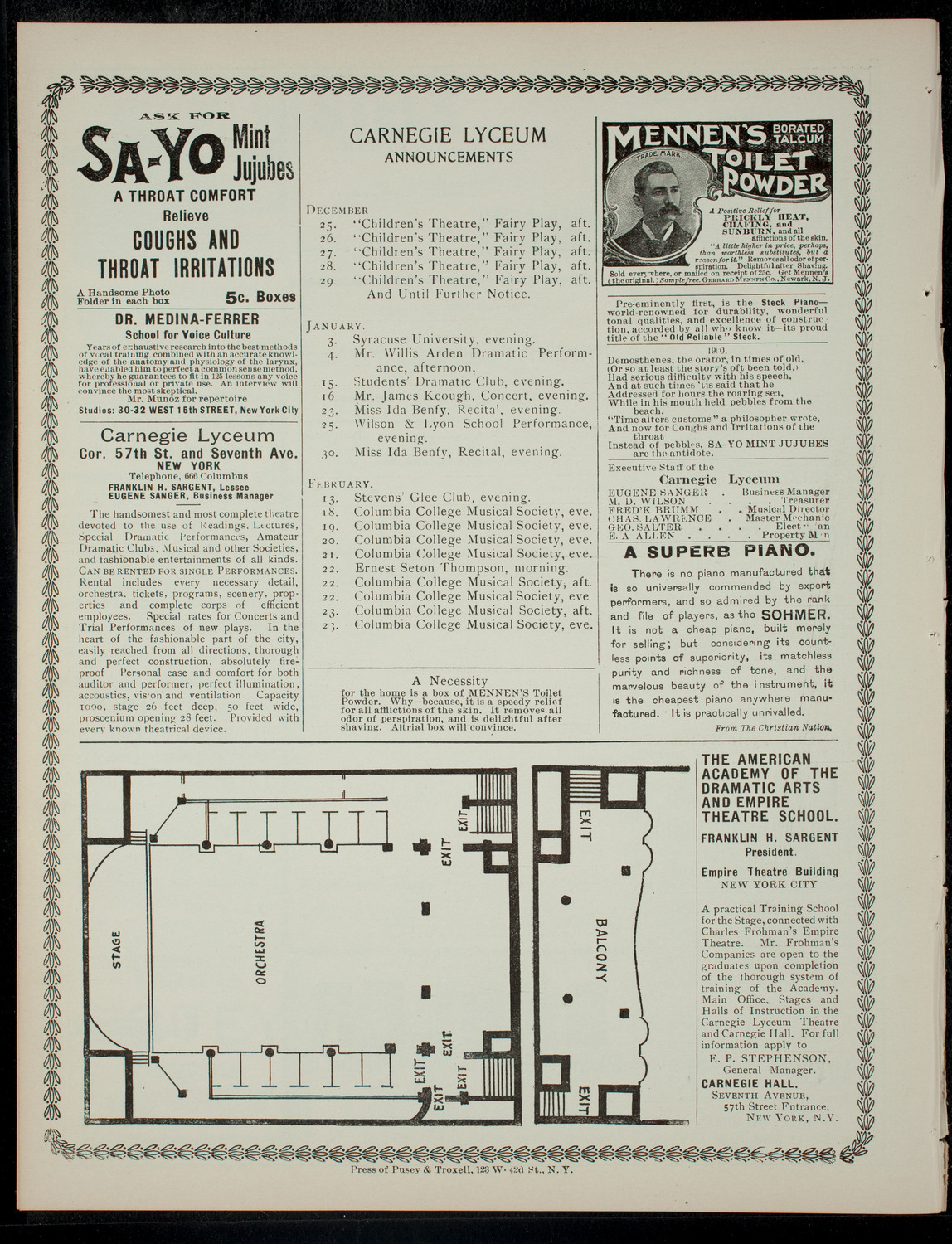 The Children's Theatre, December 24, 1900, program page 4