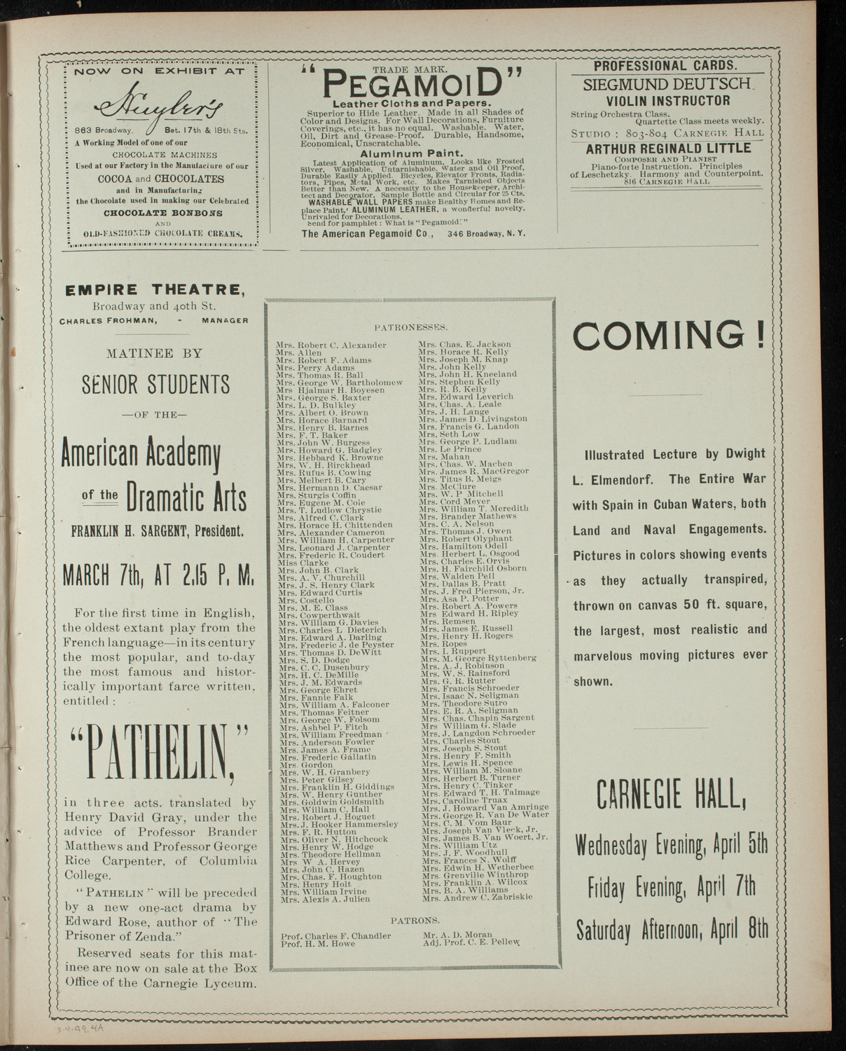 Columbia University Musical Society, March 4, 1899, program page 7