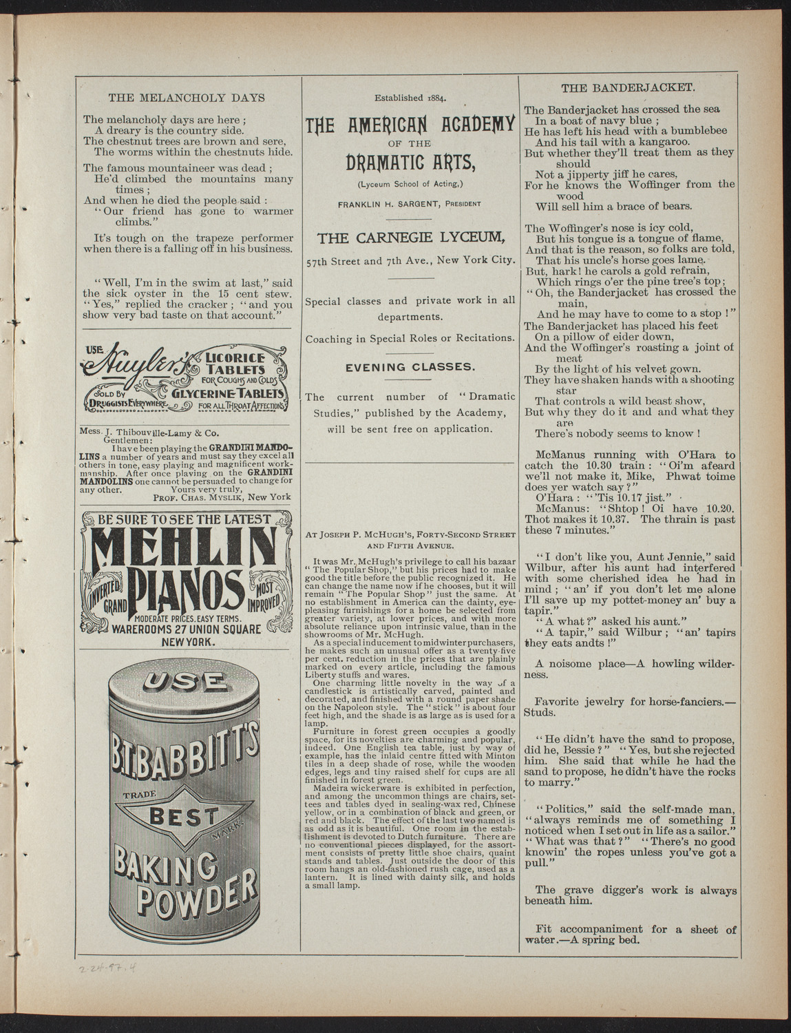 Lecture Series: Sociology in its Practical Aspects, February 24, 1897, program page 7