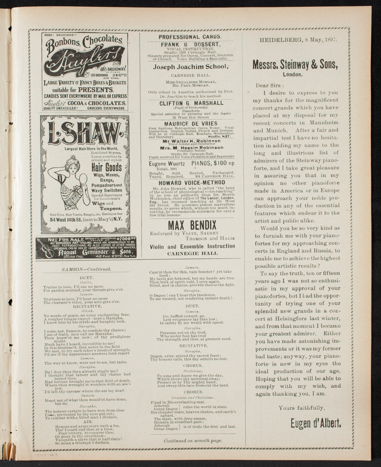 People's Choral Union, May 13, 1900, program page 5