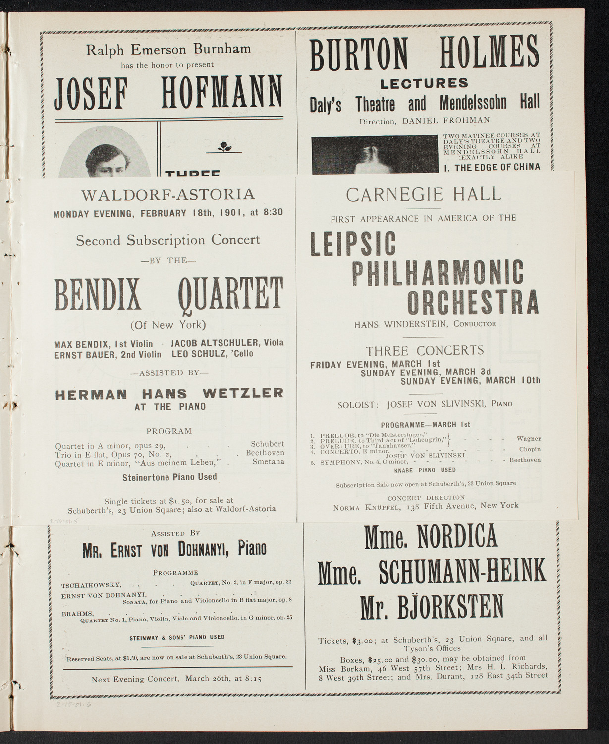 New York Philharmonic, February 15, 1901, program page 9