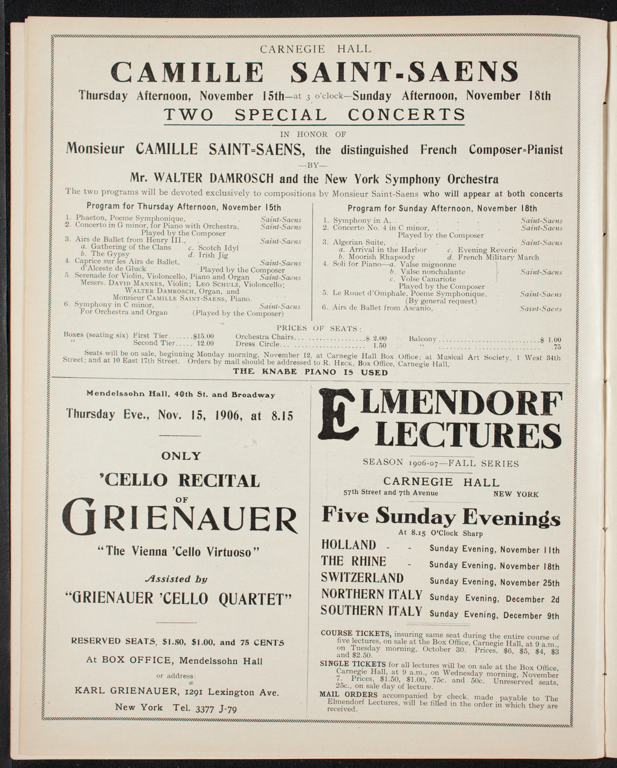 Moriz Rosenthal, Piano, with New York Symphony Orchestra, November 7, 1906, program page 12