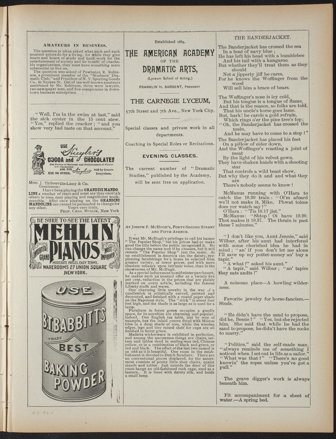Amherst College Musical Association: Glee, Banjo, and Mandolin Clubs, April 5, 1897, program page 7