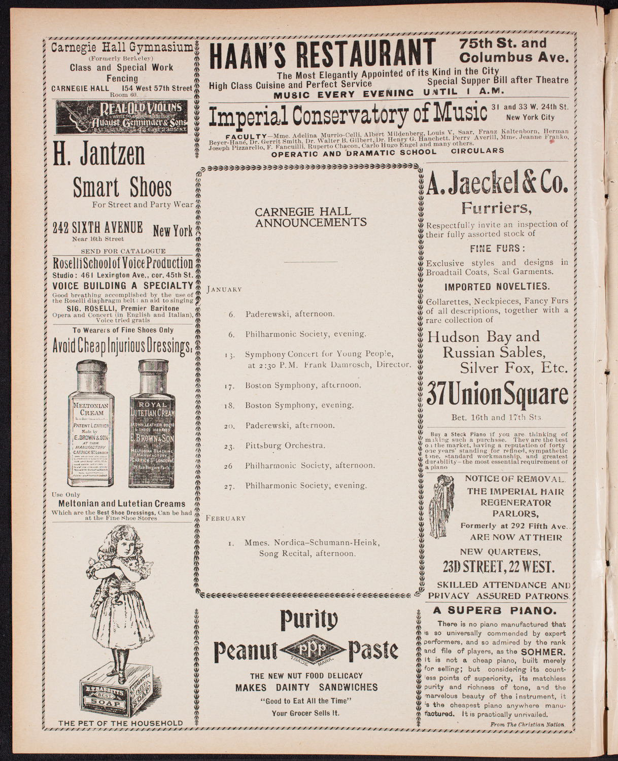 New York Philharmonic, January 5, 1900, program page 2