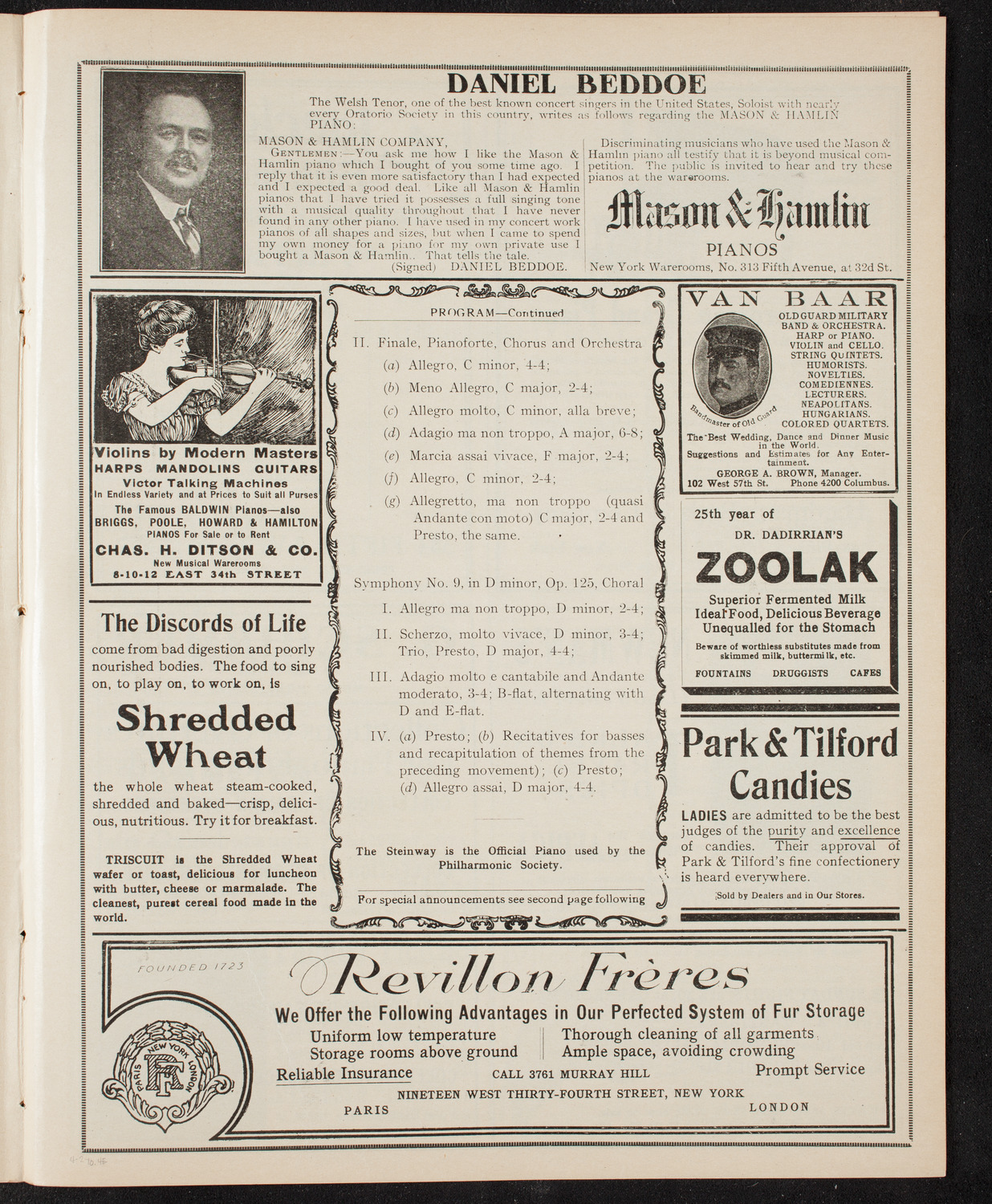 New York Philharmonic, April 2, 1910, program page 7
