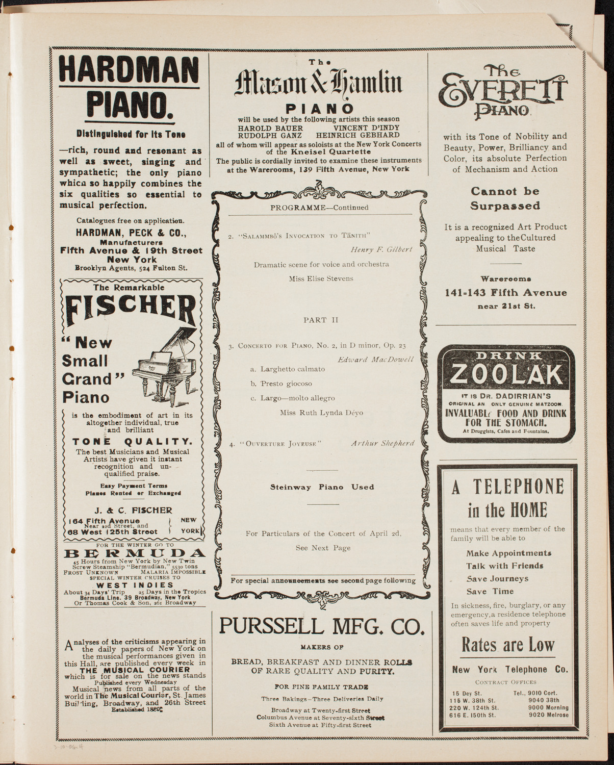 New Music Society of America, March 10, 1906, program page 7