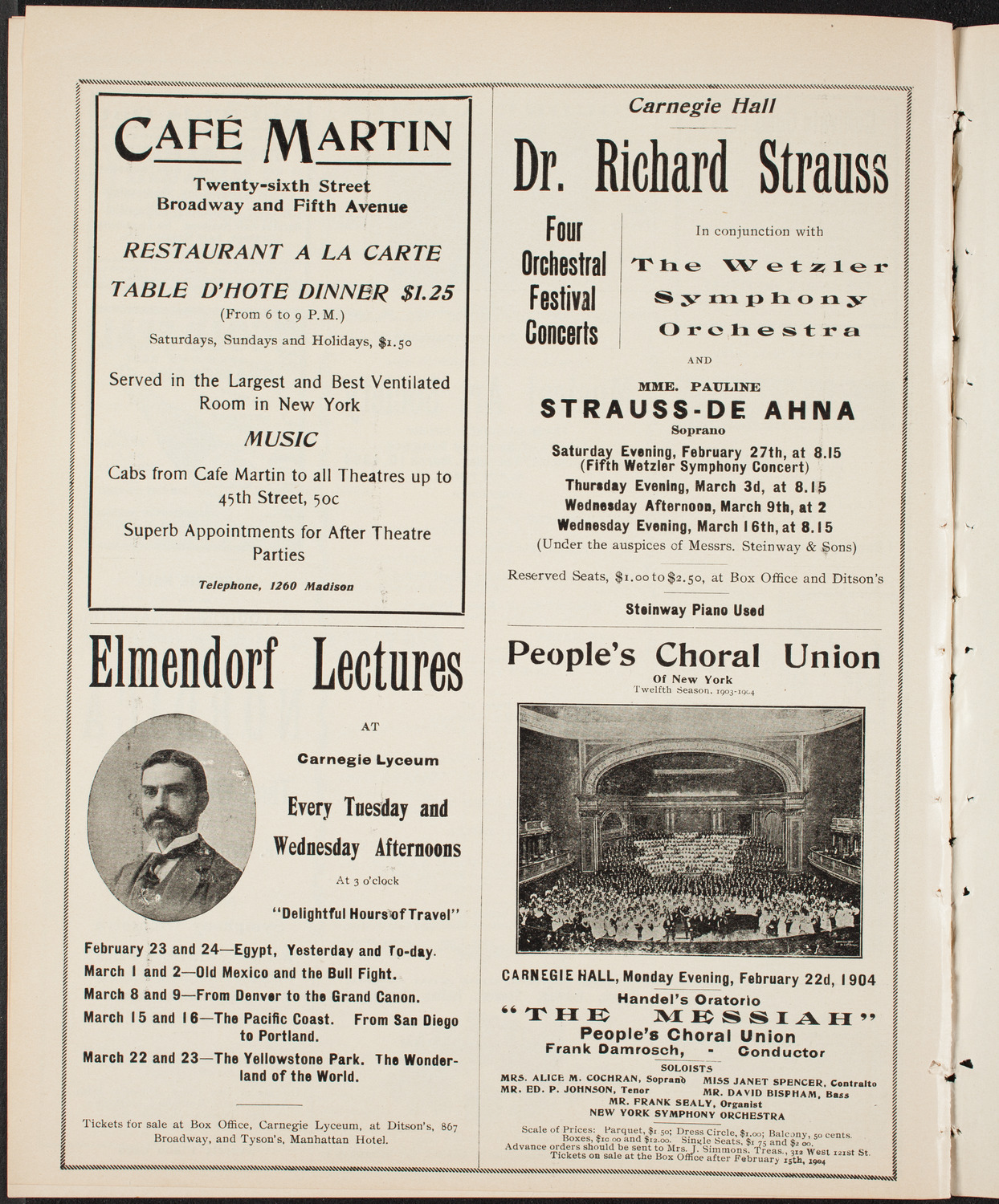 Marie Nichols, David Bispham, and Emma Howe with Wetzler Symphony Orchestra, February 21, 1904, program page 10