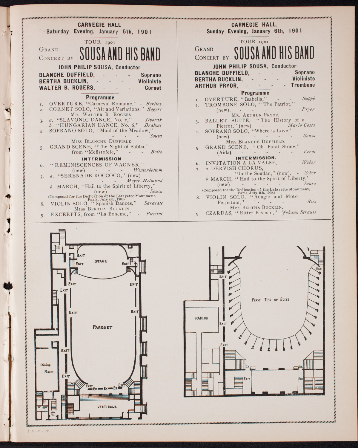 Sousa and His Band, January 5, 1901, program page 7