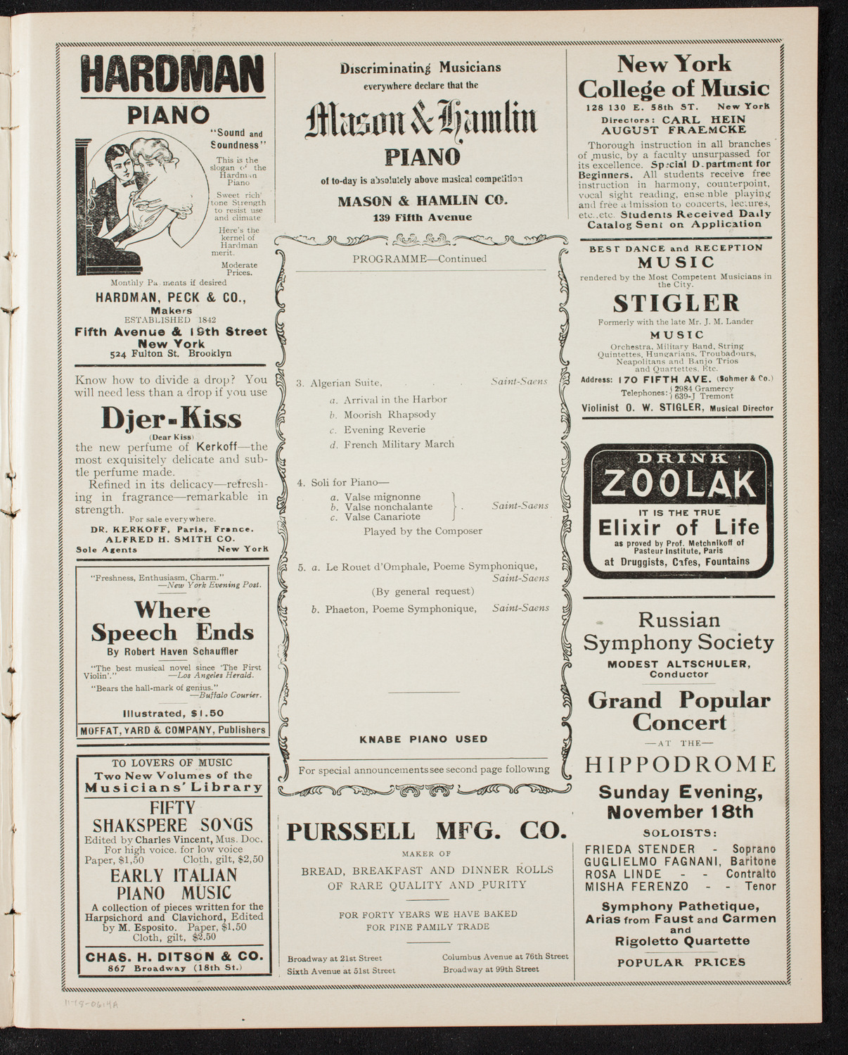 New York Symphony Orchestra, November 18, 1906, program page 7