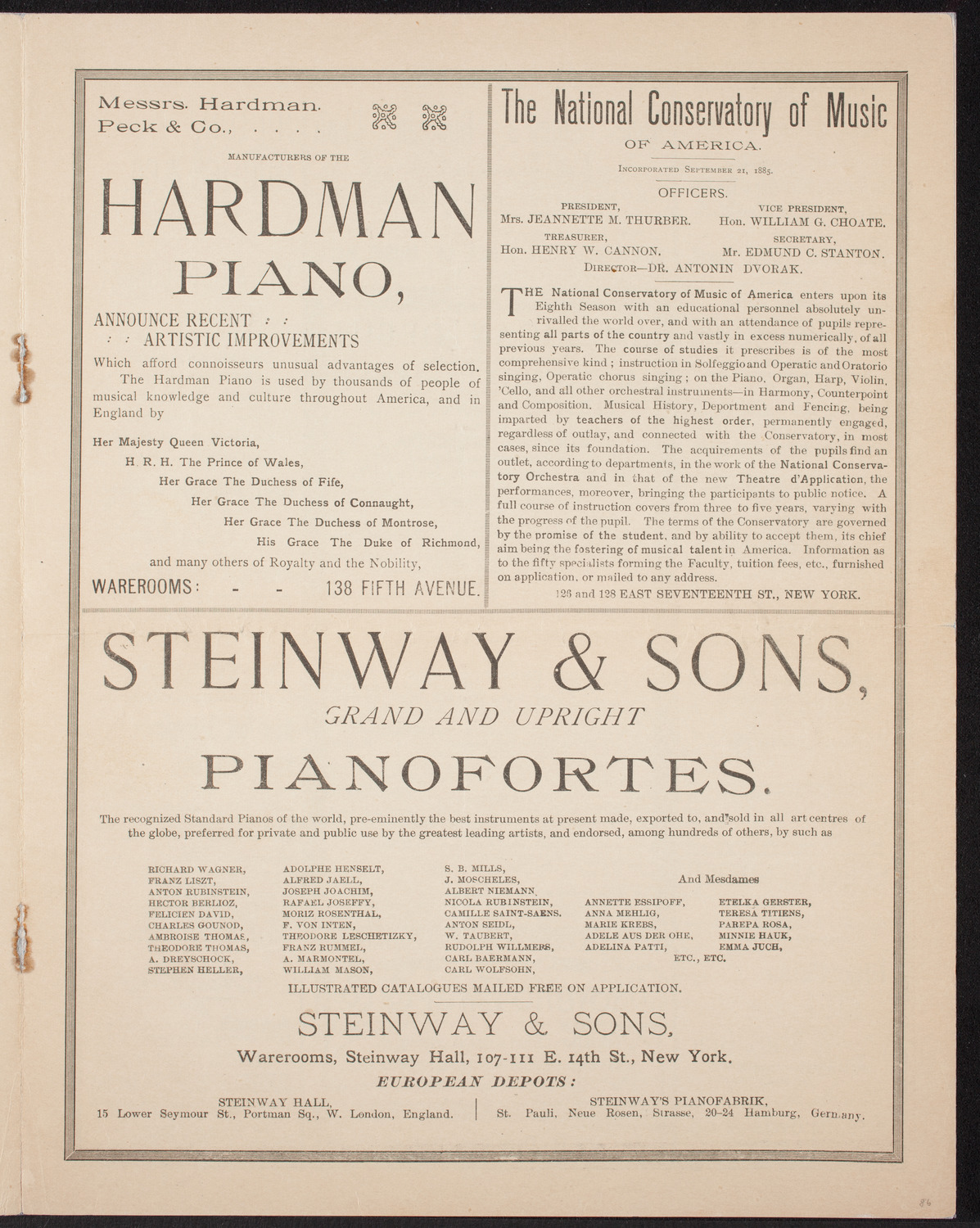 Damrosch Sunday Concert, February 12, 1893, program page 5