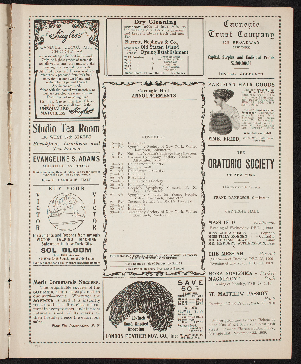 Elmendorf Lecture: At the Gates of the East, November 14, 1909, program page 3