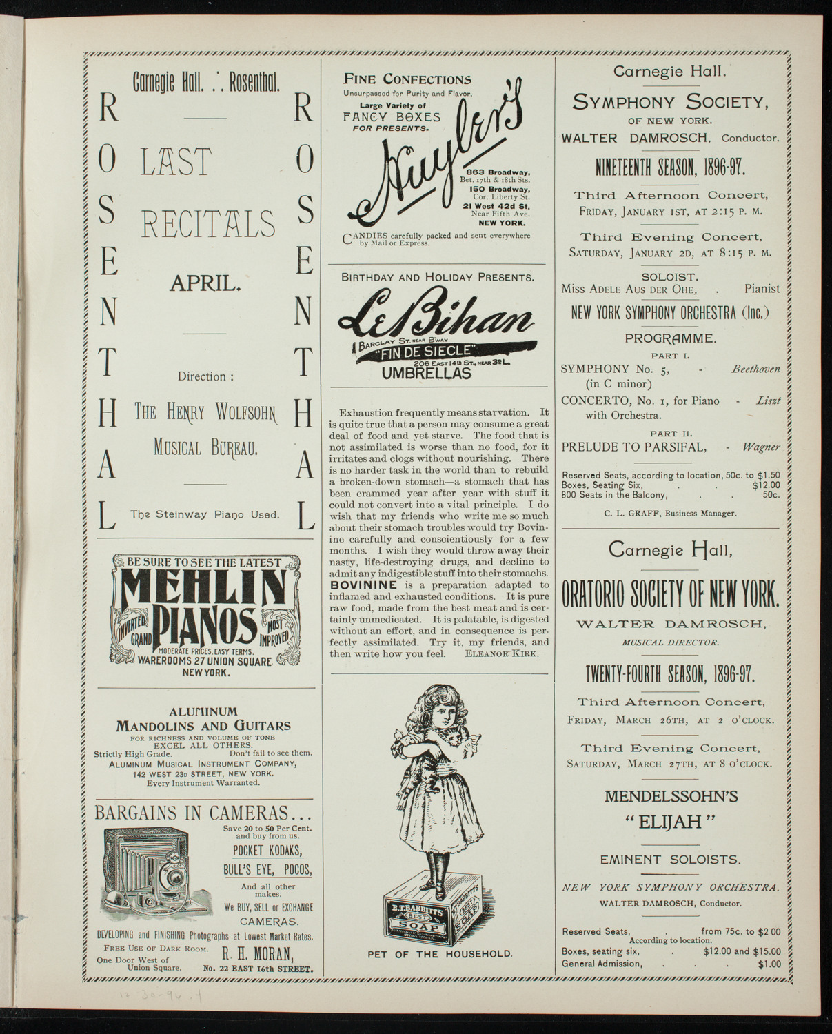 New York Athletic Club Amateur Minstrel Performance, December 30, 1896, program page 7