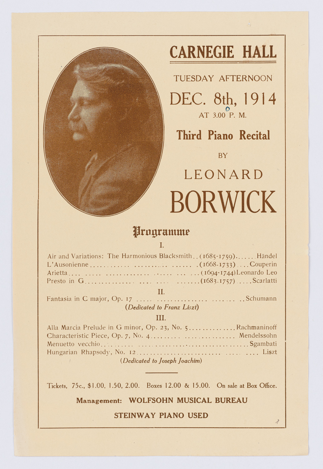 Leonard Borwick, December 8, 1914