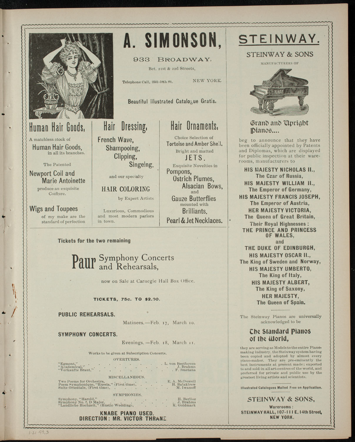 Comparative Literature Society Saturday Morning Conference, January 21, 1899, program page 5