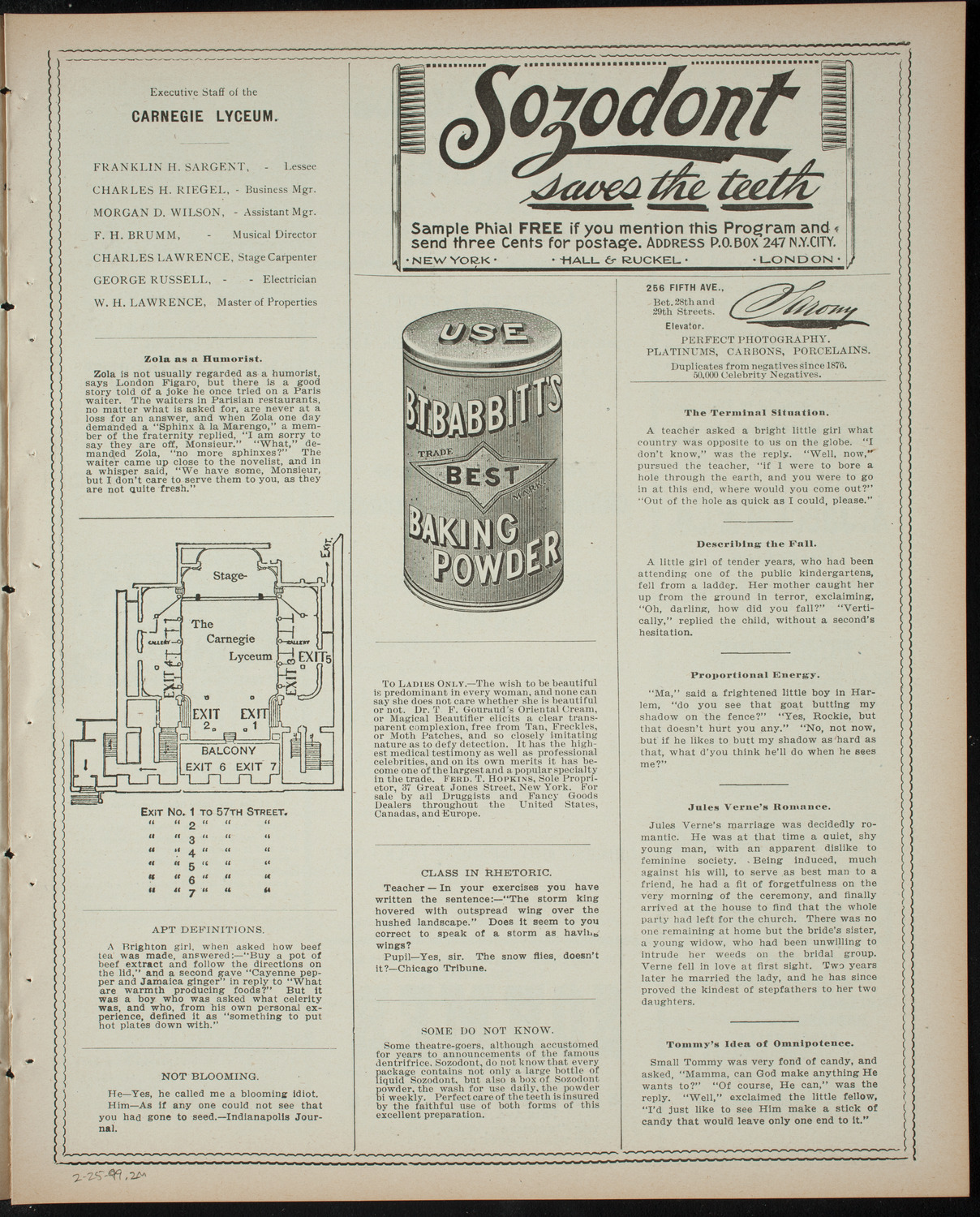 Comparative Literature Society Saturday Morning Conference, February 25, 1899, program page 3