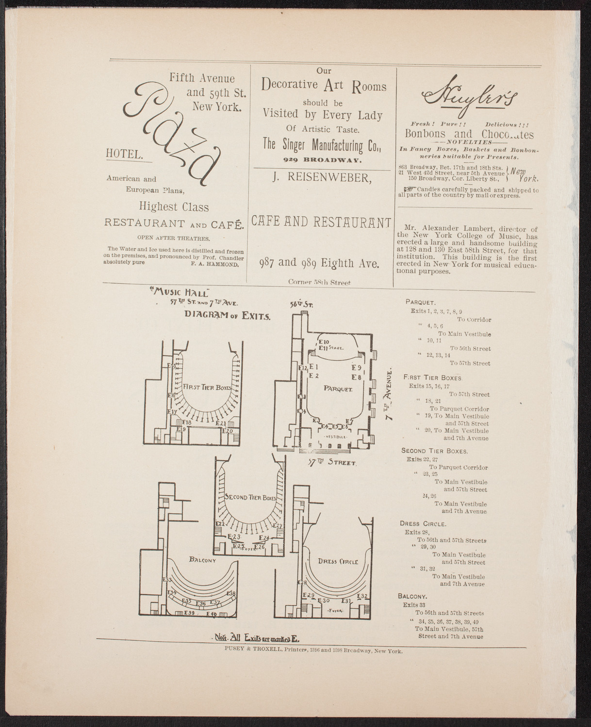 Urania Scientific Theatre, June 4, 1892, program page 4