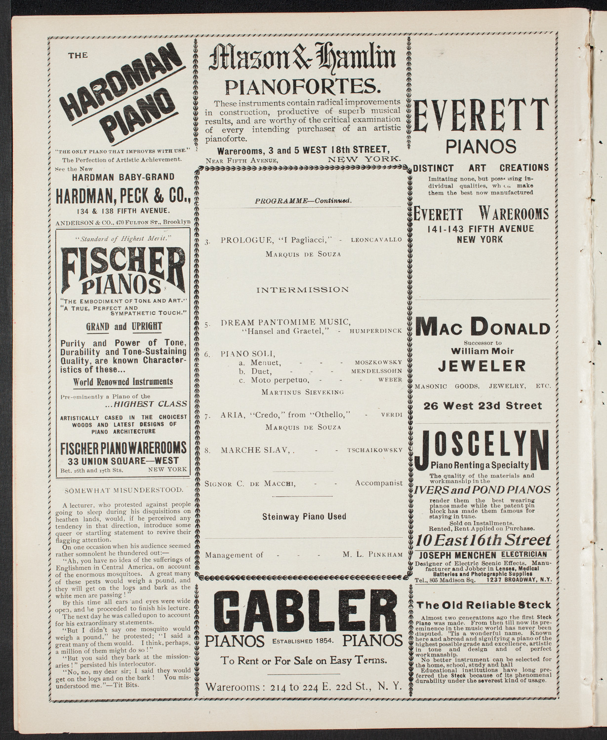 Marquis de Sousa with Martinus Sieveking and Orchestra, January 24, 1901, program page 6