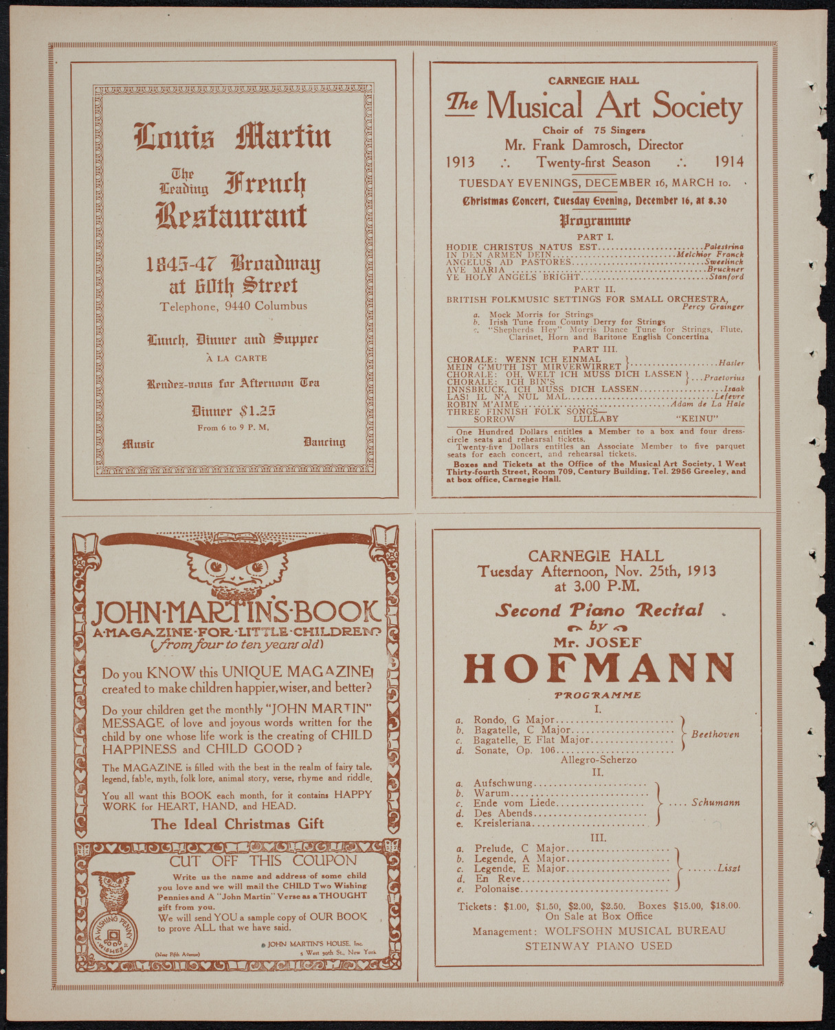 Fritz Kreisler, Violin, November 18, 1913, program page 8