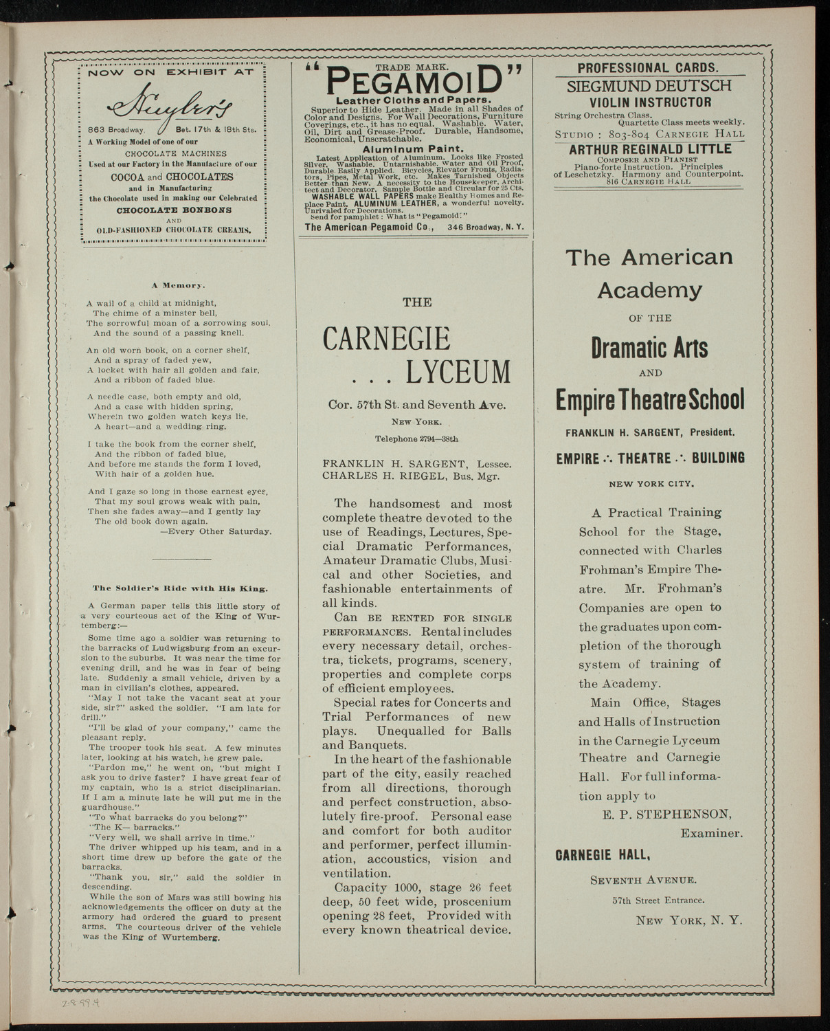 Amateur Comedy Club, February 8, 1899, program page 7