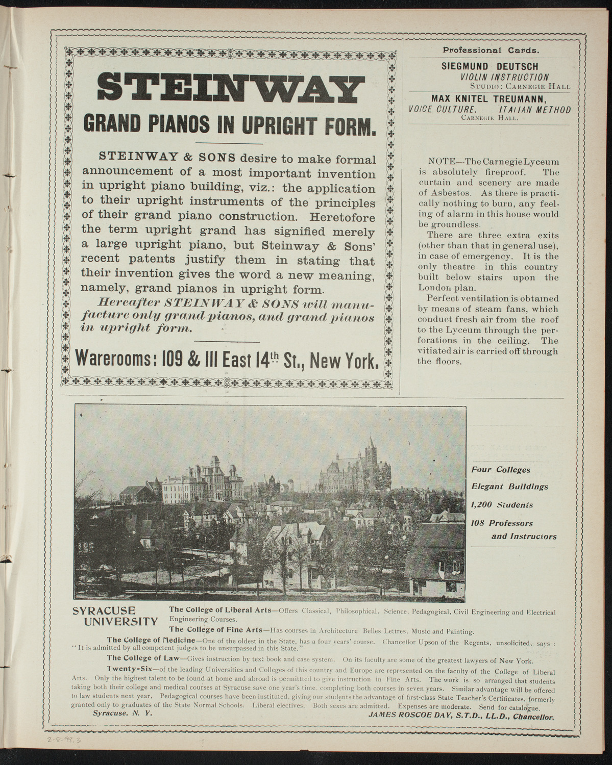 Comparative Literature Society Evening Conference, February 8, 1898, program page 5