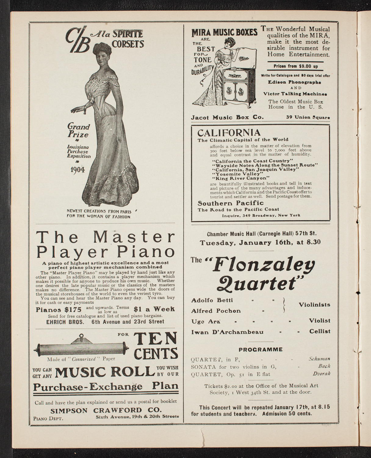 New York Symphony Orchestra, January 14, 1906, program page 8