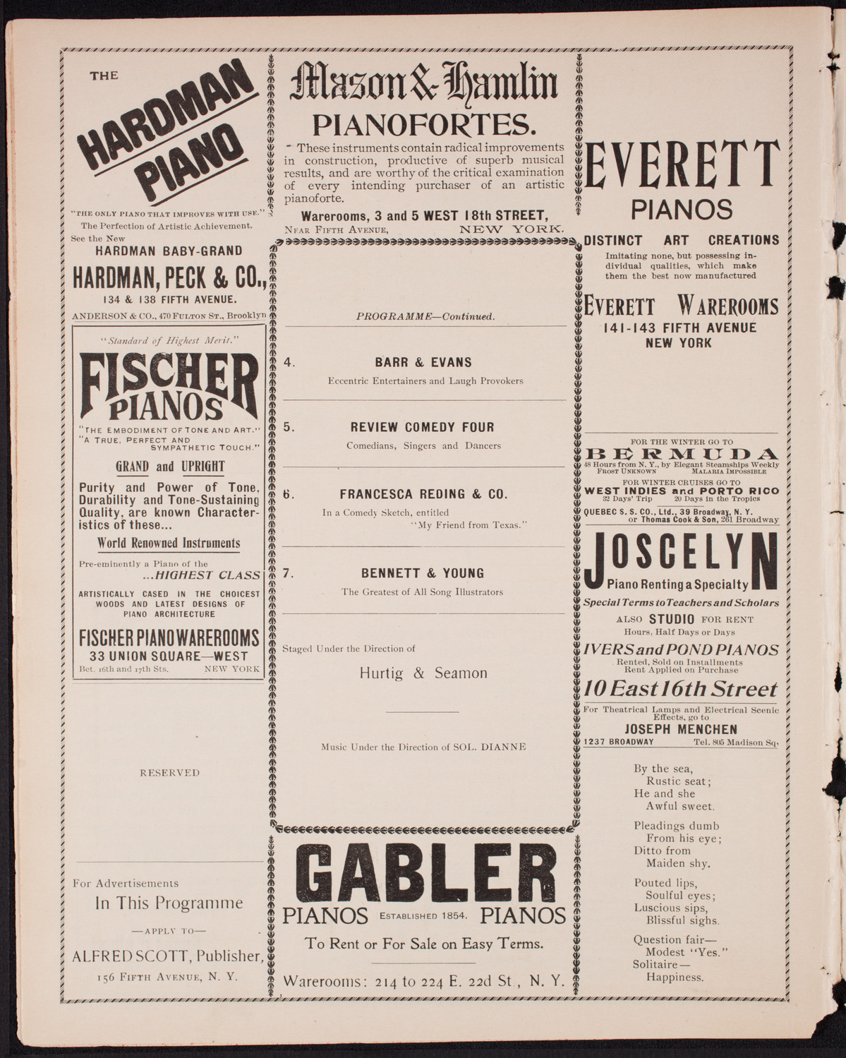 Metropolitan Street Railway Association Vaudeville Program, October 6, 1900, program page 6