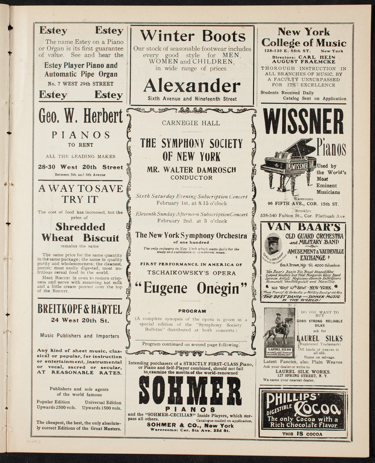 New York Symphony Orchestra, February 1, 1908, program page 5