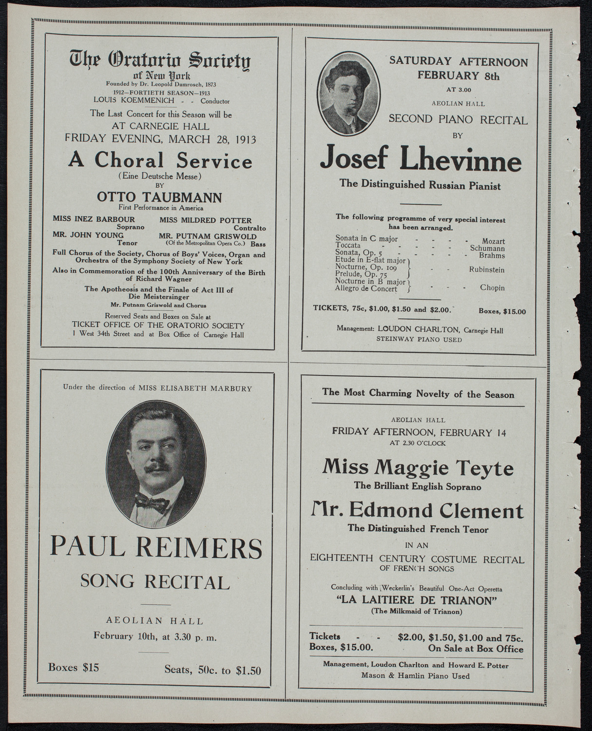 New York Philharmonic, February 7, 1913, program page 10